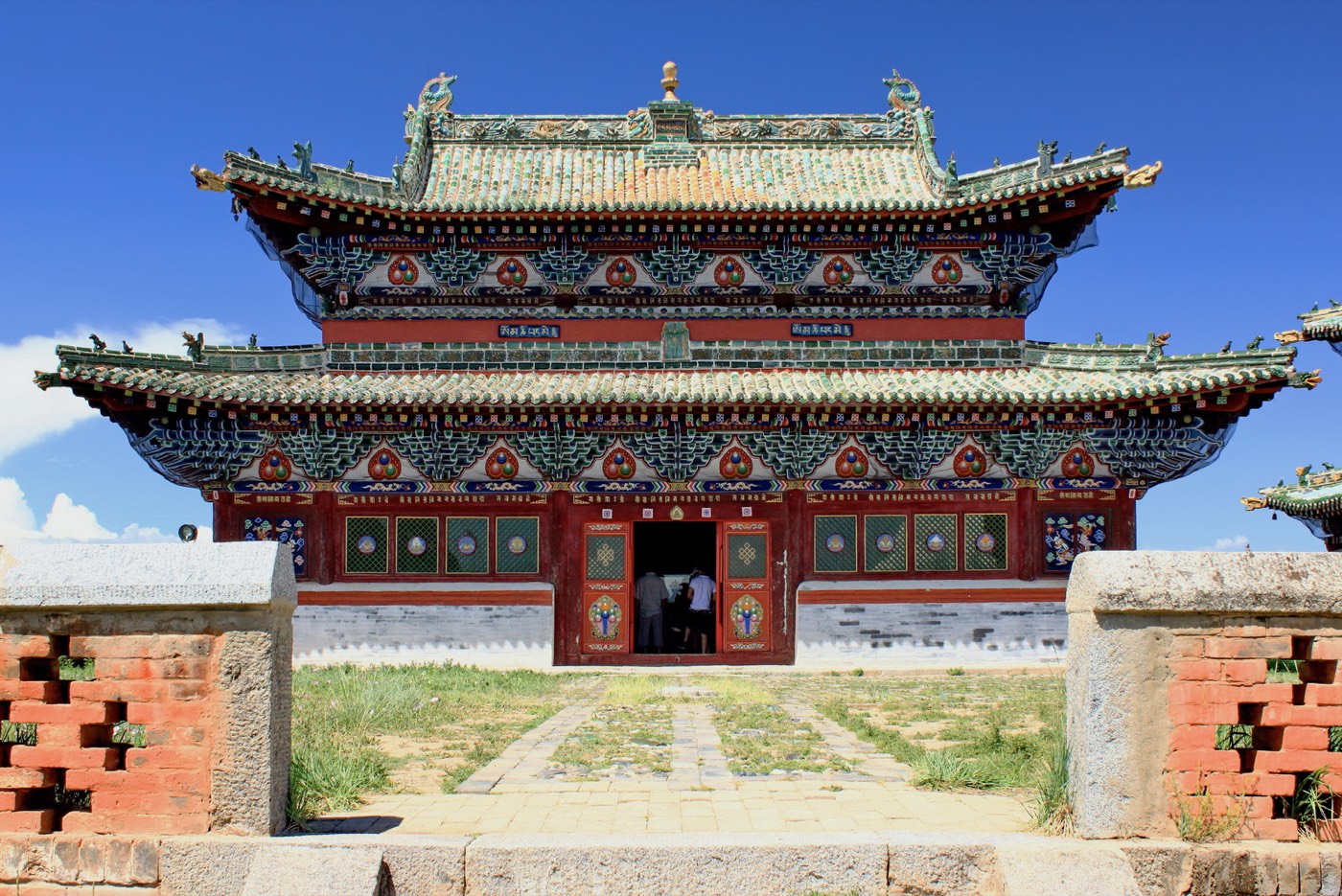 The ornate golden facade of the main temple at Erdene Zuu Monastery