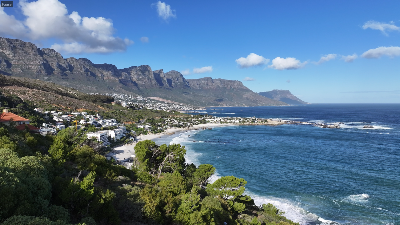 Camps Bay coastline with Twelve Apostles mountain panorama